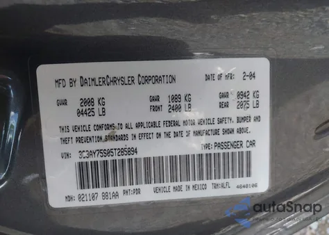 2005 Chrysler Pt Cruiser Gt из США, поврежденный, VIN 3C3AY75S05T285894